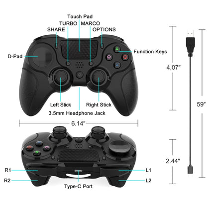 MB-P913 PC Six-Axis Somatosensory Back Key Programming Dual Vibration Bluetooth Gamepad For PS4 Pro(Blue Black) - Gamepads by PMC Jewellery | Online Shopping South Africa | PMC Jewellery