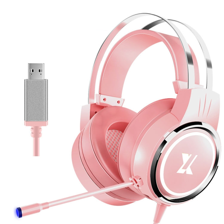 Heir Audio Head-Mounted Gaming Wired Headset With Microphone, Colour: X8 7.1 Sound Upgrade (Pink) - Multimedia Headset by Heir Audio | Online Shopping South Africa | PMC Jewellery