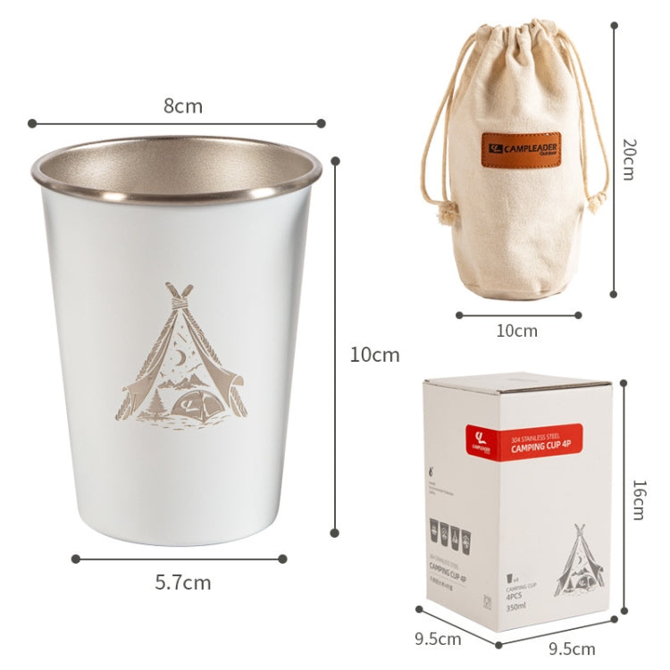 4 PCS / Set Outdoor Picnic Stainless Steel Cup With Storage Bag (Army Green) - Cookwares & Tablewares by PMC Jewellery | Online Shopping South Africa | PMC Jewellery