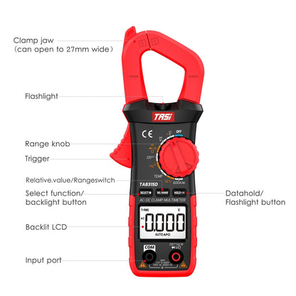 TASI TA8315D Pincers Meter High-Precision Digital Ammeter - Digital Multimeter by TASI | Online Shopping South Africa | PMC Jewellery | Buy Now Pay Later Mobicred