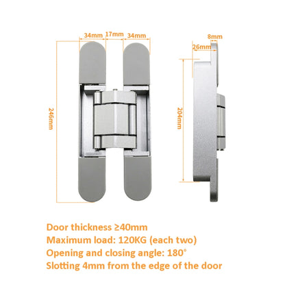 Three-Dimensional Adjustable Cross Hinge Folding Door Concealed Hinge, Specification: No. 5 Sand Silver 120kg - Furniture Accessories by PMC Jewellery | Online Shopping South Africa | PMC Jewellery