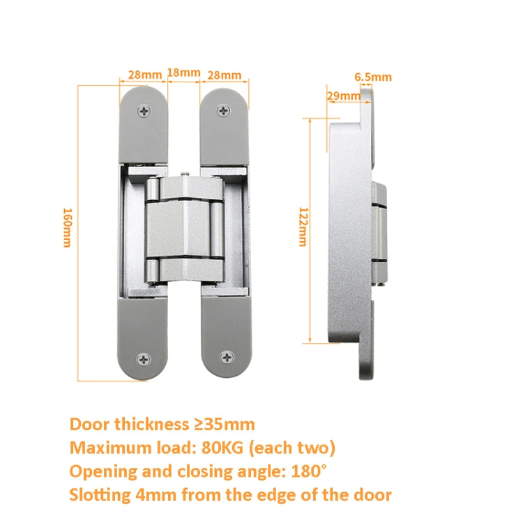 Three-Dimensional Adjustable Cross Hinge Folding Door Concealed Hinge, Specification: No. 3 Dumb Black 80kg - Furniture Accessories by PMC Jewellery | Online Shopping South Africa | PMC Jewellery
