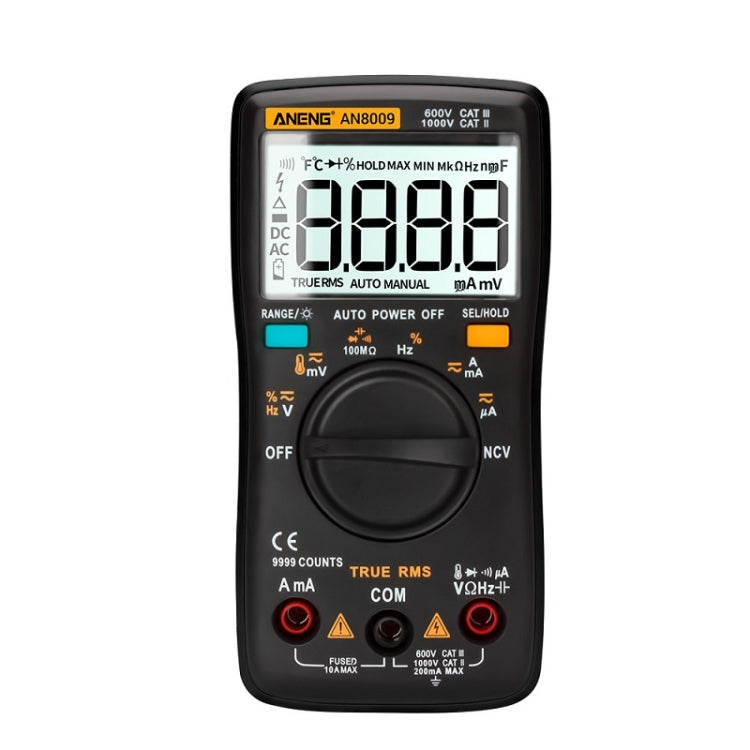 ANENG AN8009 NVC Digital Display Multimeter, Specification: Standard with Cable(Black) - Current & Voltage Tester by ANENG | Online Shopping South Africa | PMC Jewellery | Buy Now Pay Later Mobicred