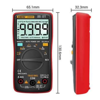 ANENG AN8009 NVC Digital Display Multimeter, Specification: Standard with Cable(Black) - Current & Voltage Tester by ANENG | Online Shopping South Africa | PMC Jewellery | Buy Now Pay Later Mobicred