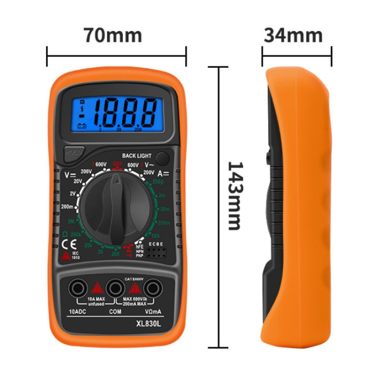 ANENG XL830L Multi-Function Digital Display High-Precision Digital Multimeter, Specification: Bubble Bag Packing(Orange) - free shipping - PMC TechLife - Order now!