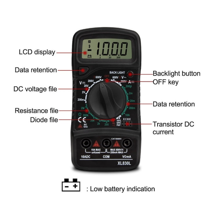 ANENG XL830L Multi-Function Digital Display High-Precision Digital Multimeter, Specification: Bubble Bag Packing(Blue) - free shipping - PMC TechLife - Order now!