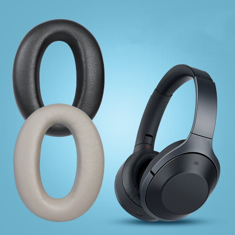 2 PCS Leather Headset Earmuffs for Sony 1000XM4 Black Protein Skin No Snap - Earmuff & Pad by PMC TechLife | Online Shopping South Africa | PMC TechLife