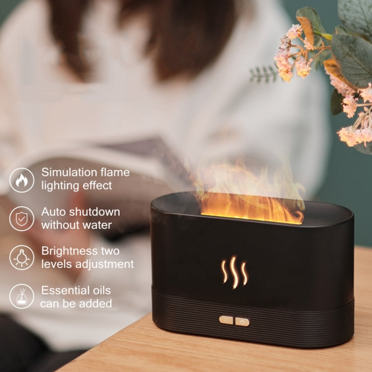 Flame Aroma Diffuser Night Light Humidifier(Black) - Air Purifiers & Accessories by PMC Jewellery | Online Shopping South Africa | PMC Jewellery