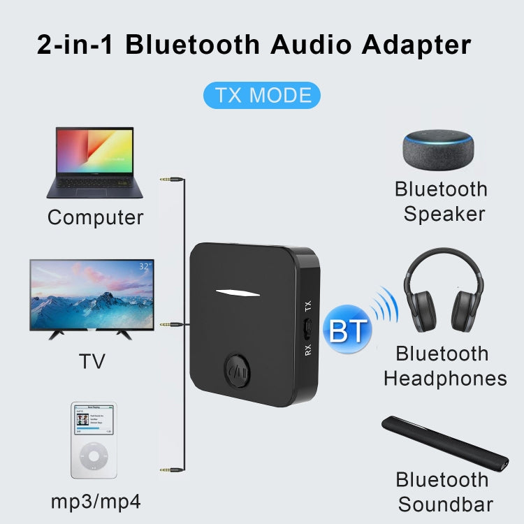 WB5 Bluetooth 5.0 Wireless Audio Adapter Receiver & Transmitter - Audio Receiver Transmitter by PMC TechLife | Online Shopping South Africa | PMC TechLife