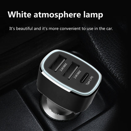 QIAKEY GT690C Dual USB + USB-C / Type-C Aluminum Alloy Three-Hole Car Charger(Gray) - Car Charger by QIAKEY | Online Shopping South Africa | PMC Jewellery