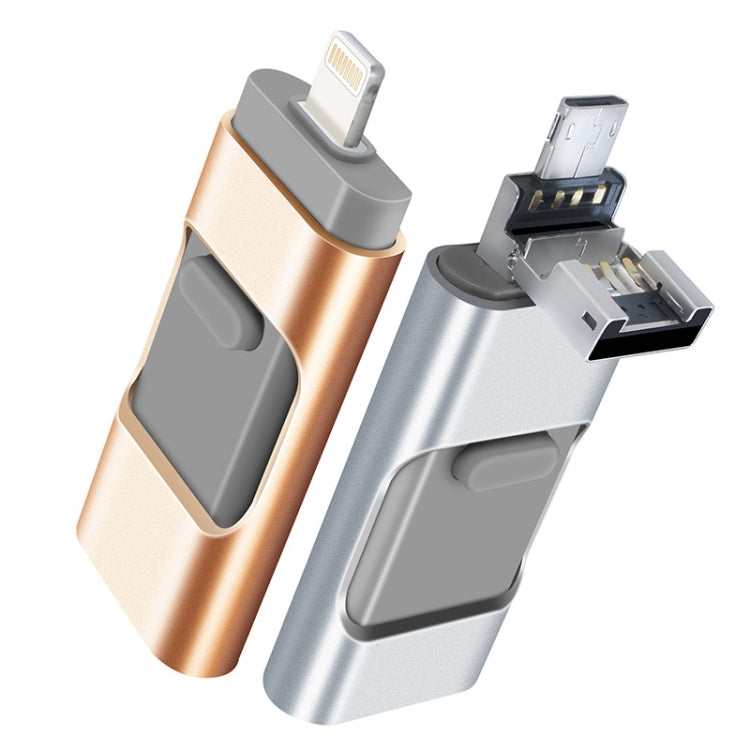 256GB Type-C + 8 Pin + USB 3.0  3 In 1 OTG Metal USB Flash Drive(Silver) - U Disk & Card Reader by PMC TechLife | Online Shopping South Africa | PMC TechLife