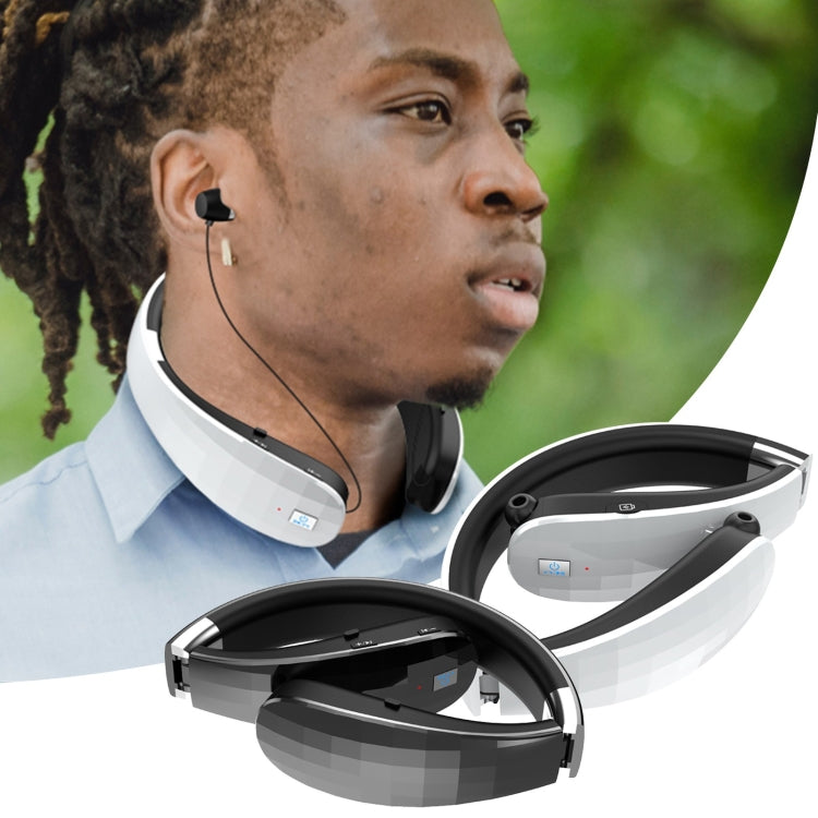Telescopic Neck-Mounted Folding Bluetooth Earphone(Black) - Neck-mounted Earphone by PMC Jewellery | Online Shopping South Africa | PMC Jewellery