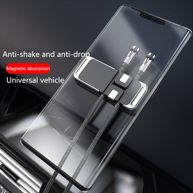 2 PCS S15 Magnetic Aluminum Alloy Bracket Data Cable Storage Sticker Car Phone Holder(Black) - Car Holders by PMC TechLife | Online Shopping South Africa | PMC TechLife