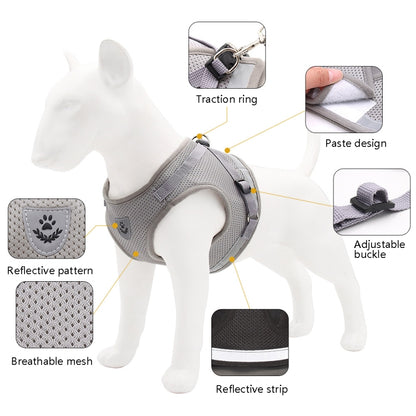 BL-844 Pet Chest Straps Reflective Breathable Dog Rope, Size: L(Silver Gray) - Leashes by PMC Jewellery | Online Shopping South Africa | PMC Jewellery