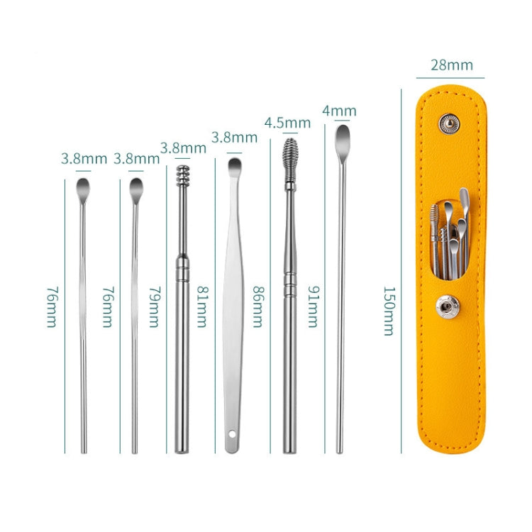 5 Sets 6 In 1 Stainless Steel Spring Spiral Portable Ear Pick, Specification: Green - Ear Care Tools by PMC TechLife | Online Shopping South Africa | PMC TechLife