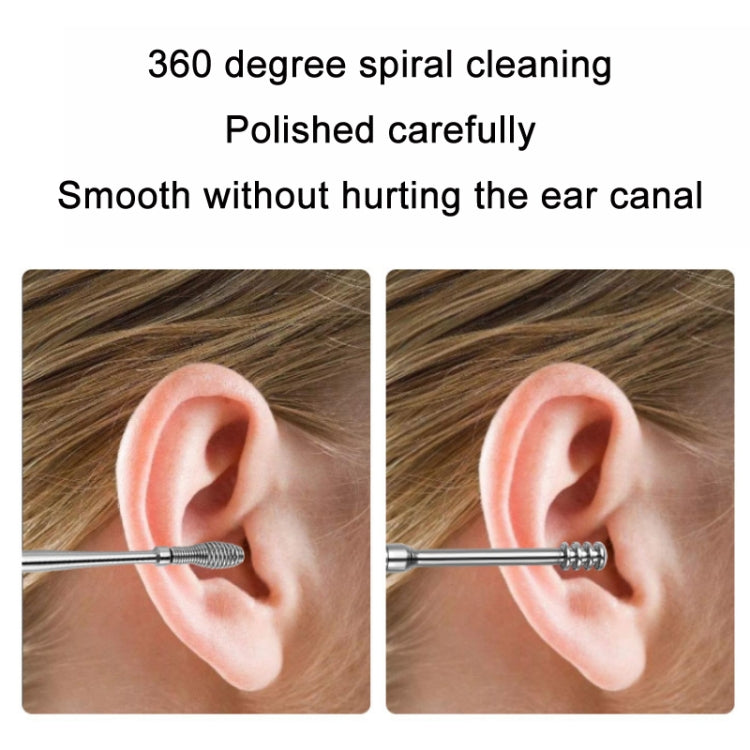 5 Sets 6 In 1 Stainless Steel Spring Spiral Portable Ear Pick, Specification: Purple - Ear Care Tools by PMC TechLife | Online Shopping South Africa | PMC TechLife