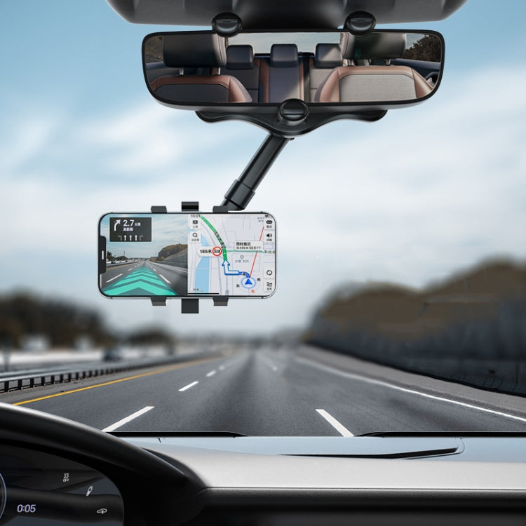 ZJ099 360 Degree Rotating Car Rearview Mirror Phone Holder(Classic Black) - Car Holders by PMC TechLife | Online Shopping South Africa | PMC TechLife