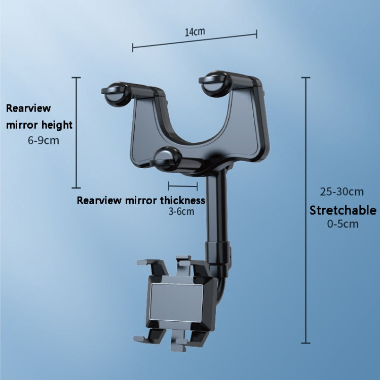 ZJ099 360 Degree Rotating Car Rearview Mirror Phone Holder(Classic Black) - Car Holders by PMC TechLife | Online Shopping South Africa | PMC TechLife