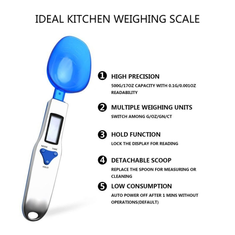 500g / 0.1g Kitchen Scale Electronic Measuring Spoon Scale With Three Spoons - Kitchen Scales by PMC TechLife | Online Shopping South Africa | PMC TechLife