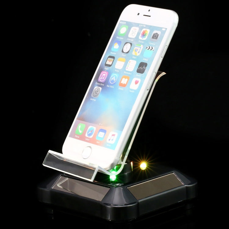 Solar Turntable Mobile Phone Stand Display Stand With Coloful Light(Gold) - Desktop Holder by PMC Jewellery | Online Shopping South Africa | PMC Jewellery