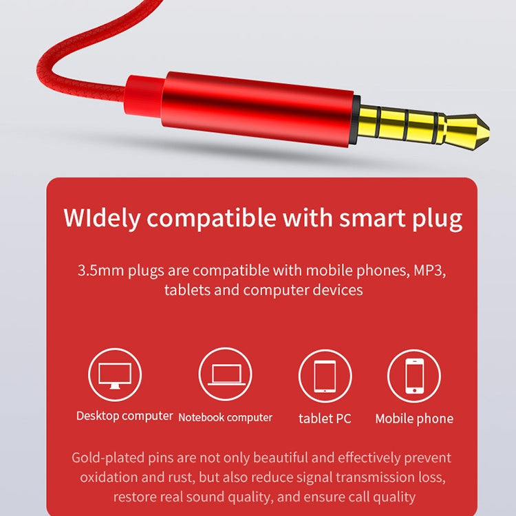 EN3900 3.5mm Plug In-Ear Wired Control Earphone with Mic(Red) - In Ear Wired Earphone by PMC TechLife | Online Shopping South Africa | PMC TechLife