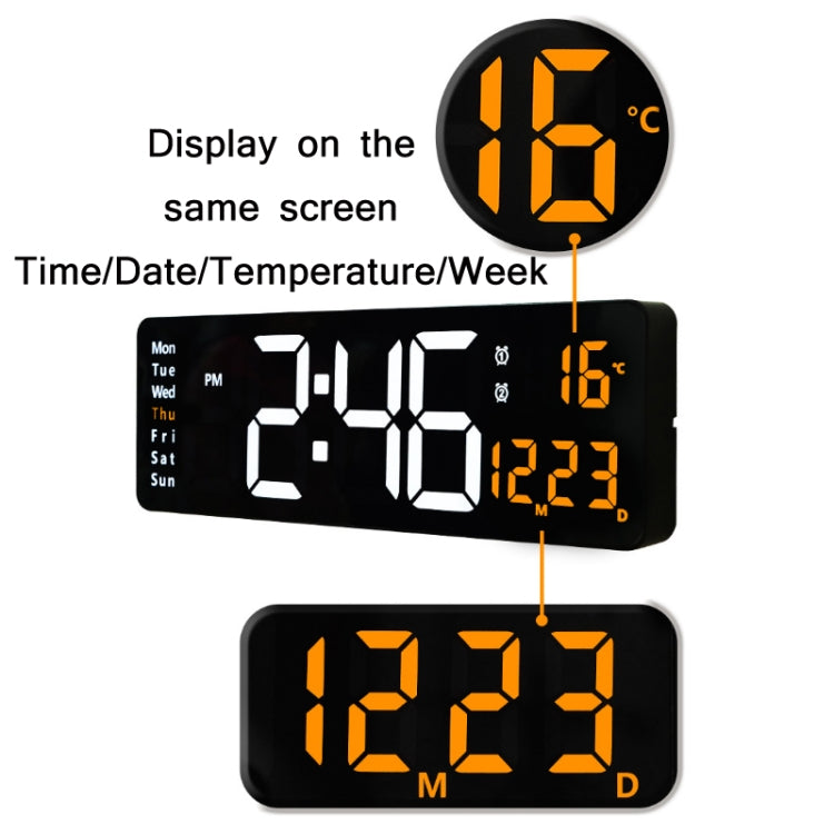 6626 Living Room Wall-Mounted Large Screen Display LED Digital Clock, Color: Orange Temperature - free shipping - PMC TechLife - Order now!