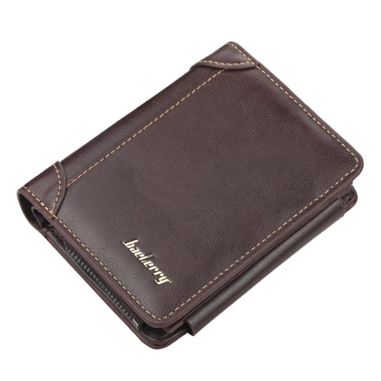 Baellerry D9159 Men Short Tri-Fold Zip Coin Purse Thin Card Holder(Coffee) - Wallets by Baellerry | Online Shopping South Africa | PMC Jewellery