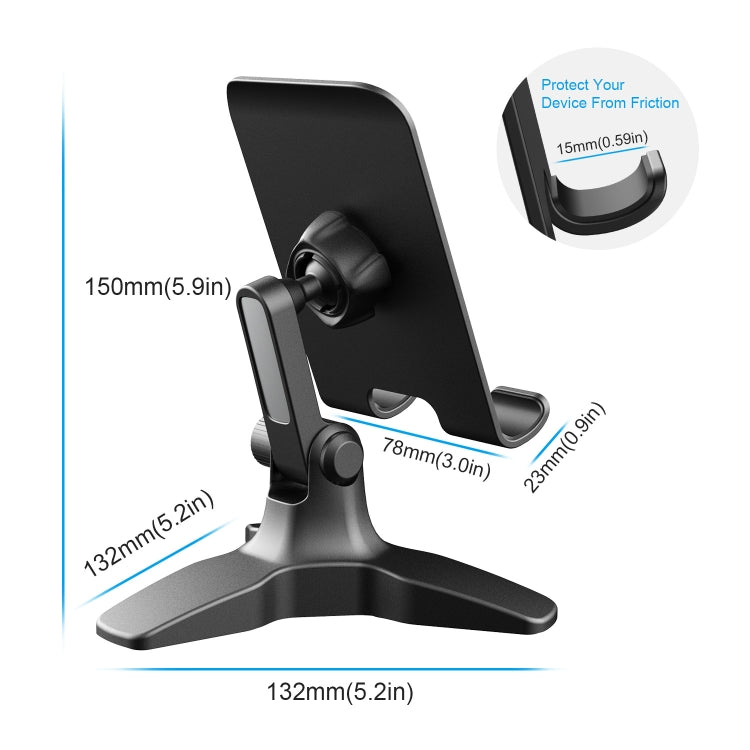 Portable Foldable Rotary Desktop Bracket Silicone Non-Slip Mobile Phone Bracket(Black) - Desktop Holder by PMC Jewellery | Online Shopping South Africa | PMC Jewellery