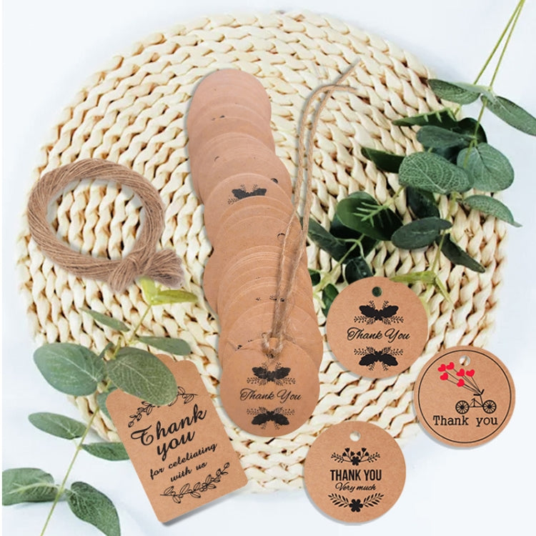 100pcs /Pack Kraft Paper Gift Tag With 20m Hemp Rope(L-01) - Gift Bags & Wrapping Supplies by PMC TechLife | Online Shopping South Africa | PMC TechLife