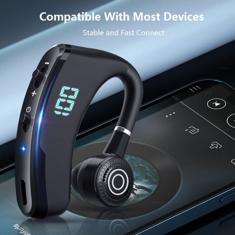 V9S Bluetooth Headset Noise Cancelling Headphones With LED Display(Blue Single Ear) - Bluetooth Earphone by PMC TechLife | Online Shopping South Africa | PMC TechLife
