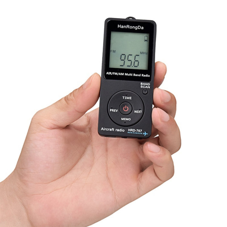 HanRongDa Mini Aviation Band Radio Can Set Automatic Shutdown FM, AM, AIR Radio(Black) - Radio Player by PMC TechLife | Online Shopping South Africa | PMC TechLife