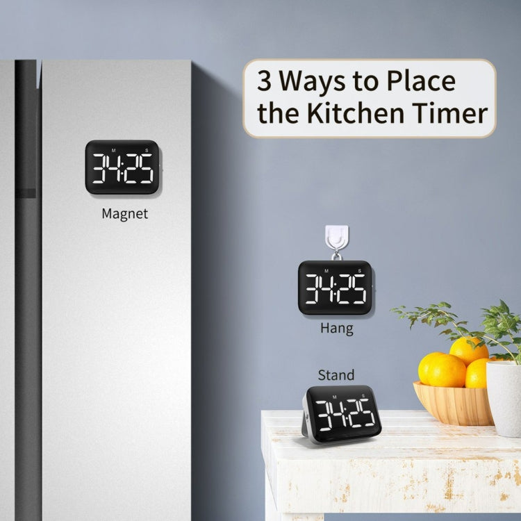 Rechargeable Large Screen LCD Electronic Timing Reminder Alarm Clock Kitchen Baking Timer(Black) - free shipping - PMC TechLife - Order now!