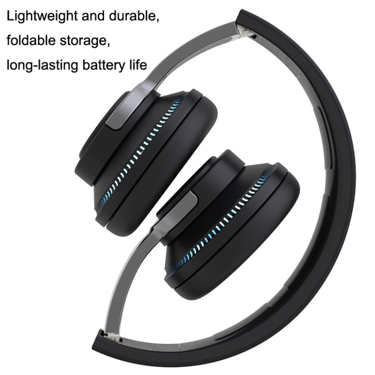 H2 Colorful Luminous Subwoofer Folding Retractable Card Wireless Bluetooth Headset(White) - Headset & Headphone by PMC TechLife | Online Shopping South Africa | PMC TechLife