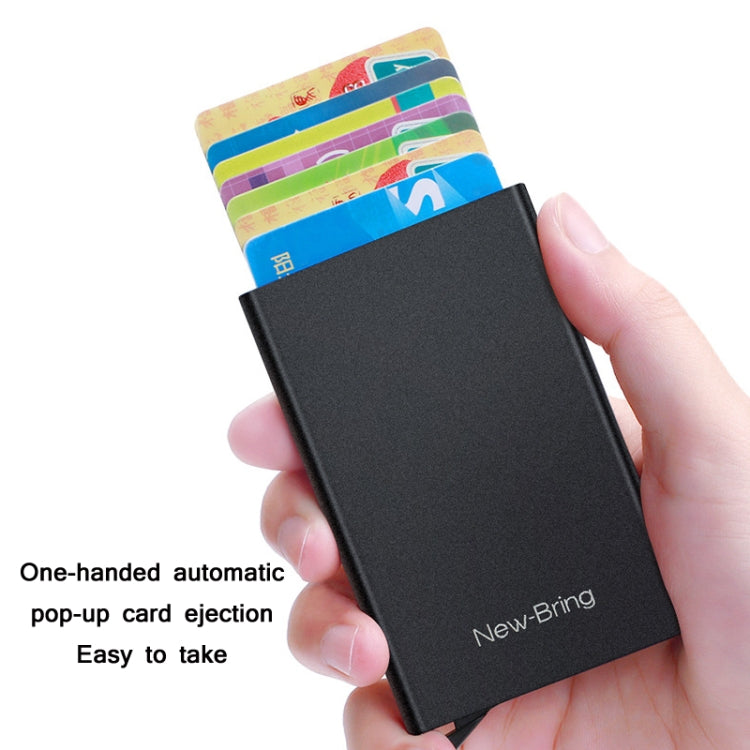 NEWBRING Metal Wallet Automatic Pop-up Anti-degaussing Card Holder, Colour: Gray With Back Stickers - Antimagnetic RFID Package by NEWBRING | Online Shopping South Africa | PMC Jewellery