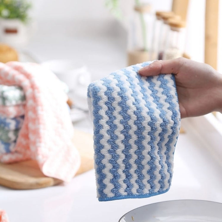 10 PCS Absorbent Wave Dish Cloth Rag Non-stick Oil Coral Velvet Dish Towel Random Color (25 x 25cm) - Cleaning Tools by null | Online Shopping South Africa | PMC Jewellery