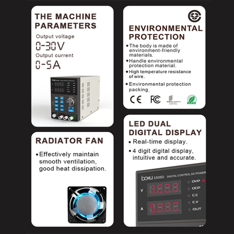BAKU BA-3305D 5A/30V CNC DC High Power Supply(US Plug) - free shipping - PMC TechLife - Order now!