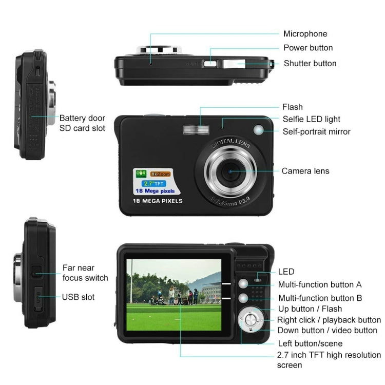 K09 48 Million Pixel CCD HD Digital Camera Retro Self-Portrait Video Camera(Black) - Video Cameras by null | Online Shopping South Africa | PMC TechLife | Buy Now Pay Later Mobicred