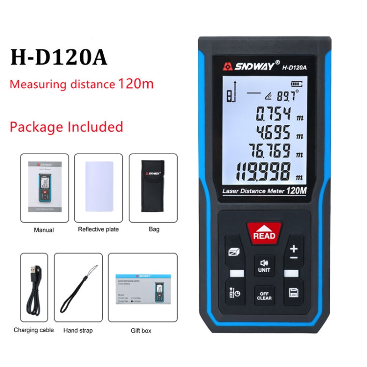 SNDWAY H-D120A Handheld Laser Rangefinder Infrared Measuring Instrument, Distance: 120m - free shipping - PMC TechLife - Order now!