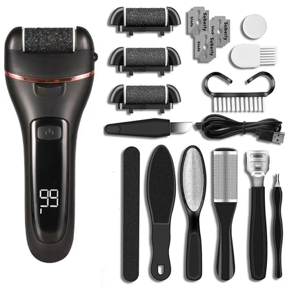 Electric Foot Grinder Digital Display Rechargeable Pedicure Peeling, Color: 10-piece Set Black - Grinding Tools & Accessories by PMC Jewellery | Online Shopping South Africa | PMC Jewellery