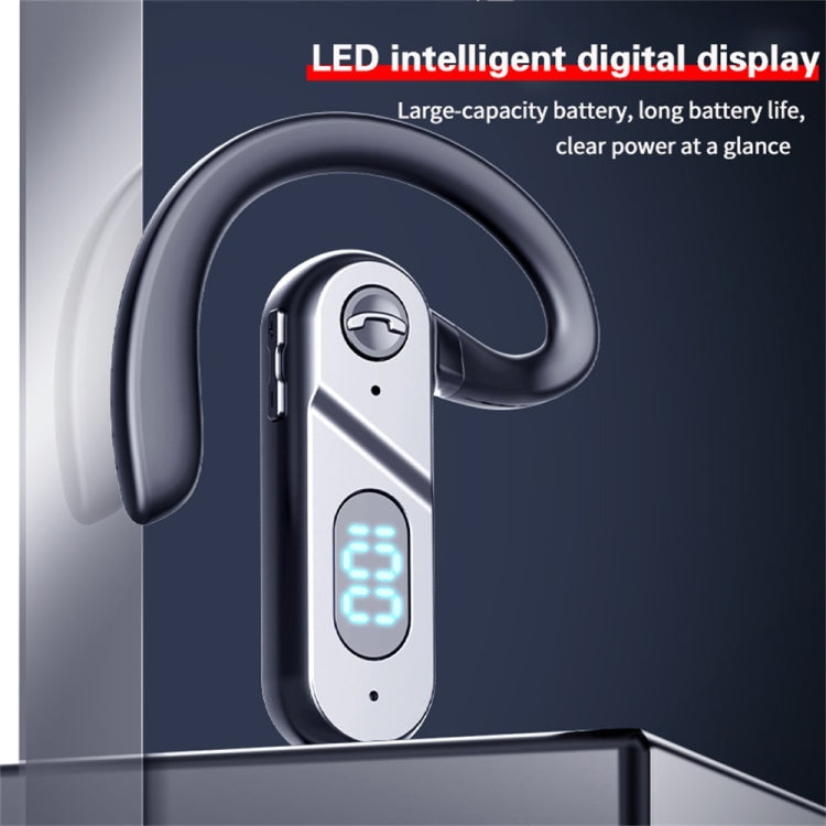 V28 Bluetooth Headset Hanging Ear Digital Display Single Ear Voice Control Earphone(Black) - Bluetooth Earphone by PMC TechLife | Online Shopping South Africa | PMC TechLife