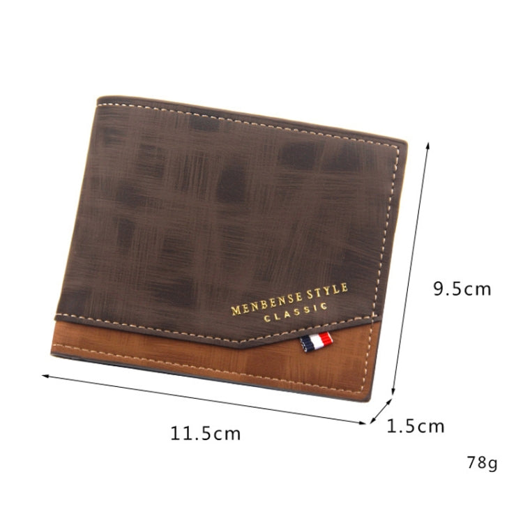 Menbense Hot Stamping Hinge Short Matte Multi-Card Large Capacity Male Wallet(D3301-4 Light Brown) - Wallets by MenBense | Online Shopping South Africa | PMC Jewellery