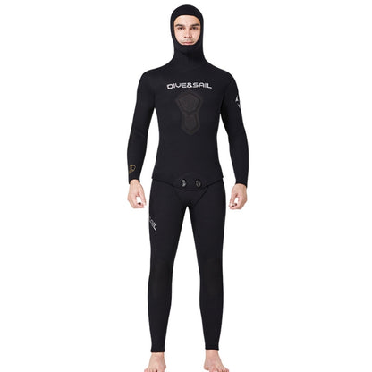 DIVE&SAIL 5mm Split Thick And Keep Warm Long Sleeves Hooded Diving Suit, Size: XL(Black) - Athletic Wear by DIVE&SAIL | Online Shopping South Africa | PMC Jewellery | Buy Now Pay Later Mobicred