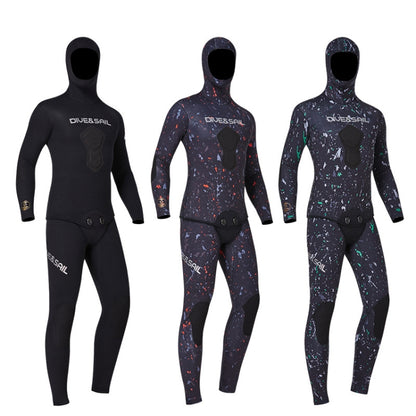 DIVE&SAIL 5mm Split Thick And Keep Warm Long Sleeves Hooded Diving Suit, Size: XL(Black) - Athletic Wear by DIVE&SAIL | Online Shopping South Africa | PMC Jewellery | Buy Now Pay Later Mobicred