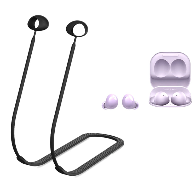 2 PCS Bluetooth Earphone Silicone Anti-Lost Cord For Samsung Glaxy Buds 2(Black) - Anti-lost & Holder by PMC TechLife | Online Shopping South Africa | PMC TechLife