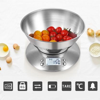 5kg/1g  High Precision Kitchen Scale Roasting Electronic Scale Coffee Scale with  Alarm Timer(Silver) - Kitchen Scales by PMC Jewellery | Online Shopping South Africa | PMC Jewellery