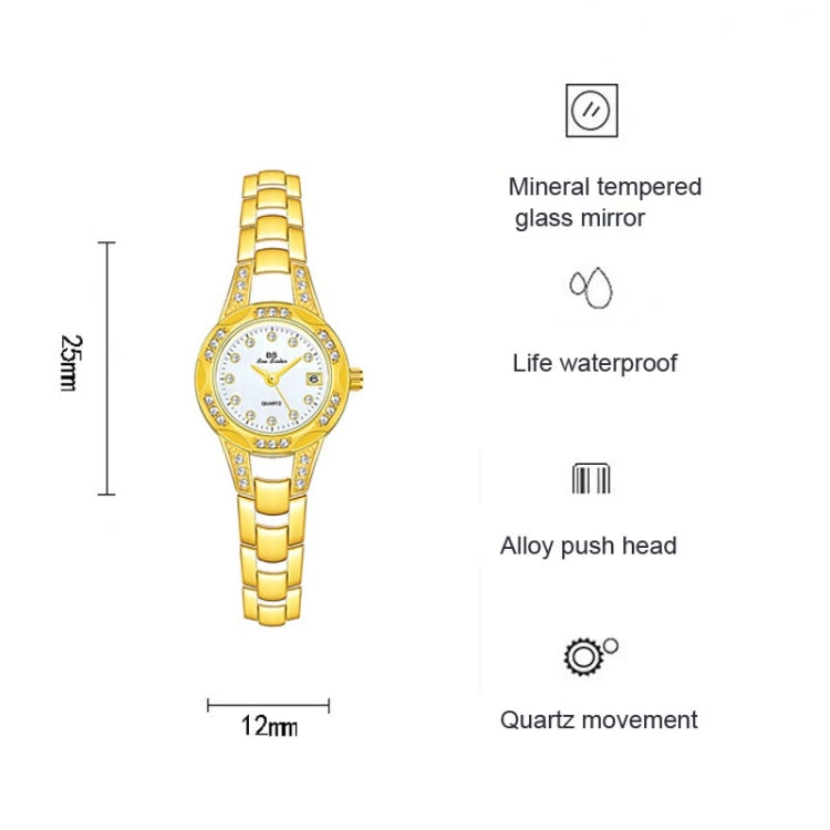 BS Bee Sister FA1679  Ladies Diamond Chain Watch Cute Small Round Watch With Calendar(Rose Gold) - Alloy Watches by BS Bee Sister | Online Shopping South Africa | PMC Jewellery | Buy Now Pay Later Mobicred