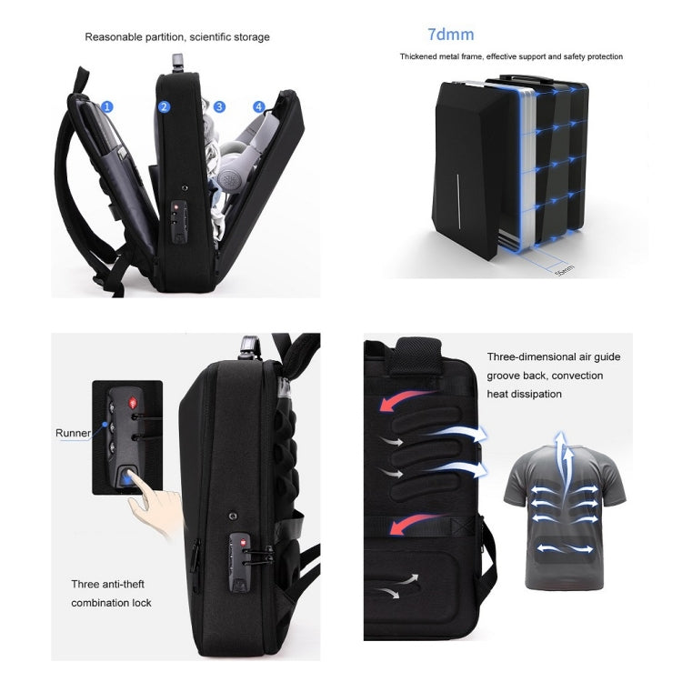 Hard Shell Backpack Alloy Frame Anti-Theft Computer Bag For Men, Color: 8003 Gray - Backpack by PMC TechLife | Online Shopping South Africa | PMC TechLife | Buy Now Pay Later Mobicred