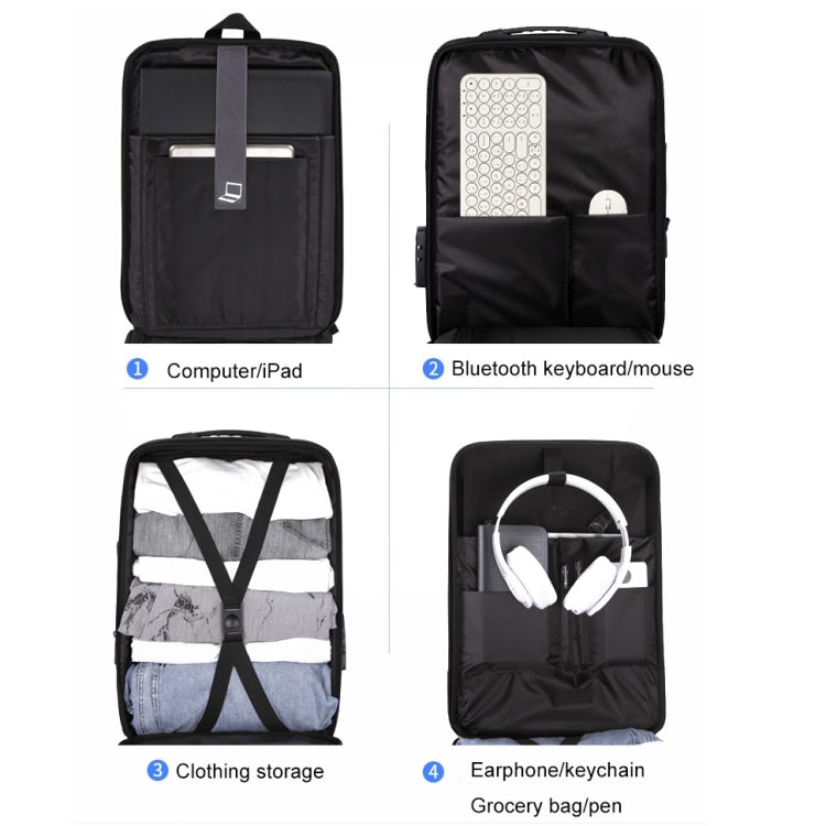 Hard Shell Backpack Alloy Frame Anti-Theft Computer Bag For Men, Color: 8003 Gray - Backpack by PMC TechLife | Online Shopping South Africa | PMC TechLife | Buy Now Pay Later Mobicred