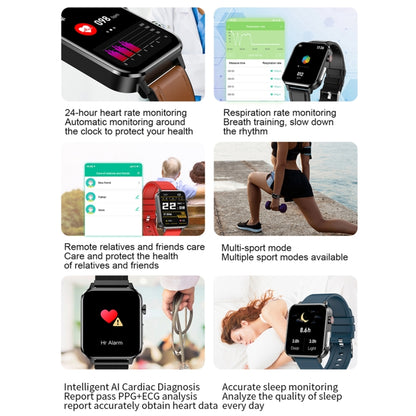 LOANIY E86 1.7 Inch Heart Rate Monitoring Smart Bluetooth Watch, Color: Brown Leather - Smart Watches by LOANIY | Online Shopping South Africa | PMC Jewellery | Buy Now Pay Later Mobicred