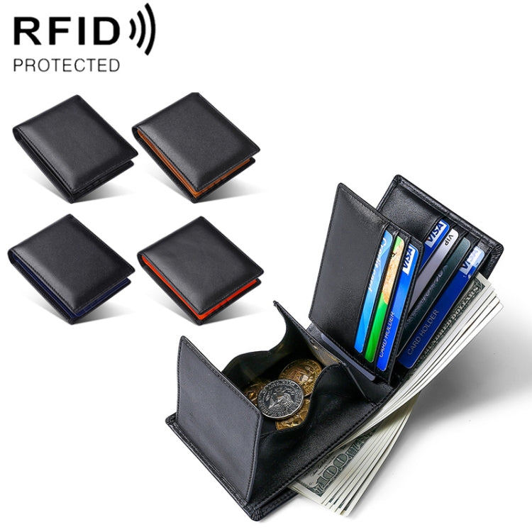 TP-215 Leather RFID Anti-theft Tri-fold Short Wallet(Blue) - free shipping - PMC TechLife - Order now!